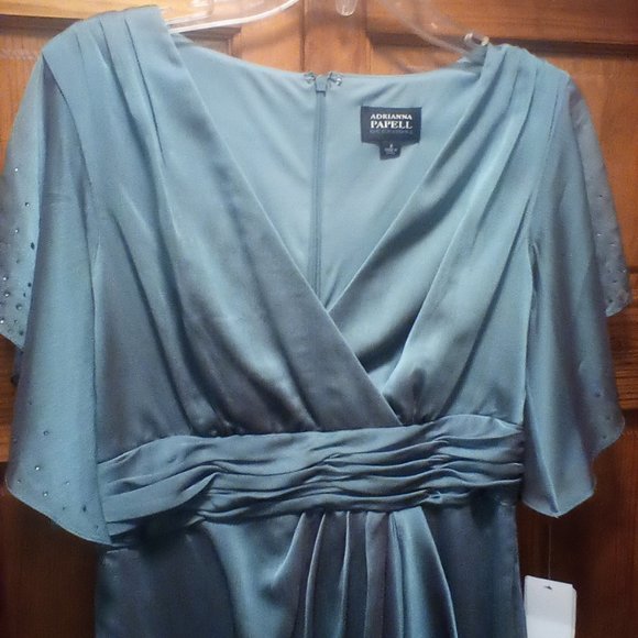 ADRIANNA PAPELL  CHIFFON DRESS W/ BEADS NWT FORMAL WEAR - Picture 5 of 12